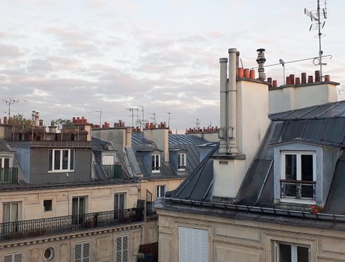 Scorcio dei tetti delle case a Parigi